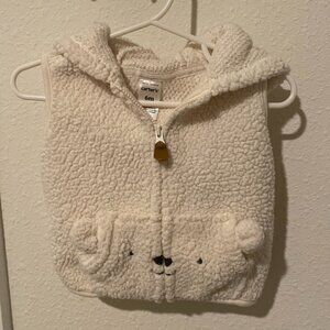 Carter’s White Fleece Hooded Vest – 6 Months